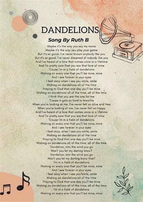 dandelion lyrics|dandelion songs.